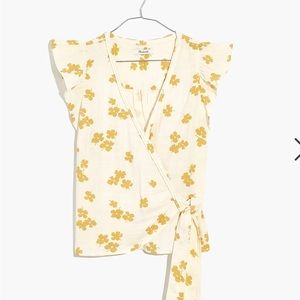 Madewell Flutter-Sleeve Wrap Top in Amalfi Floral